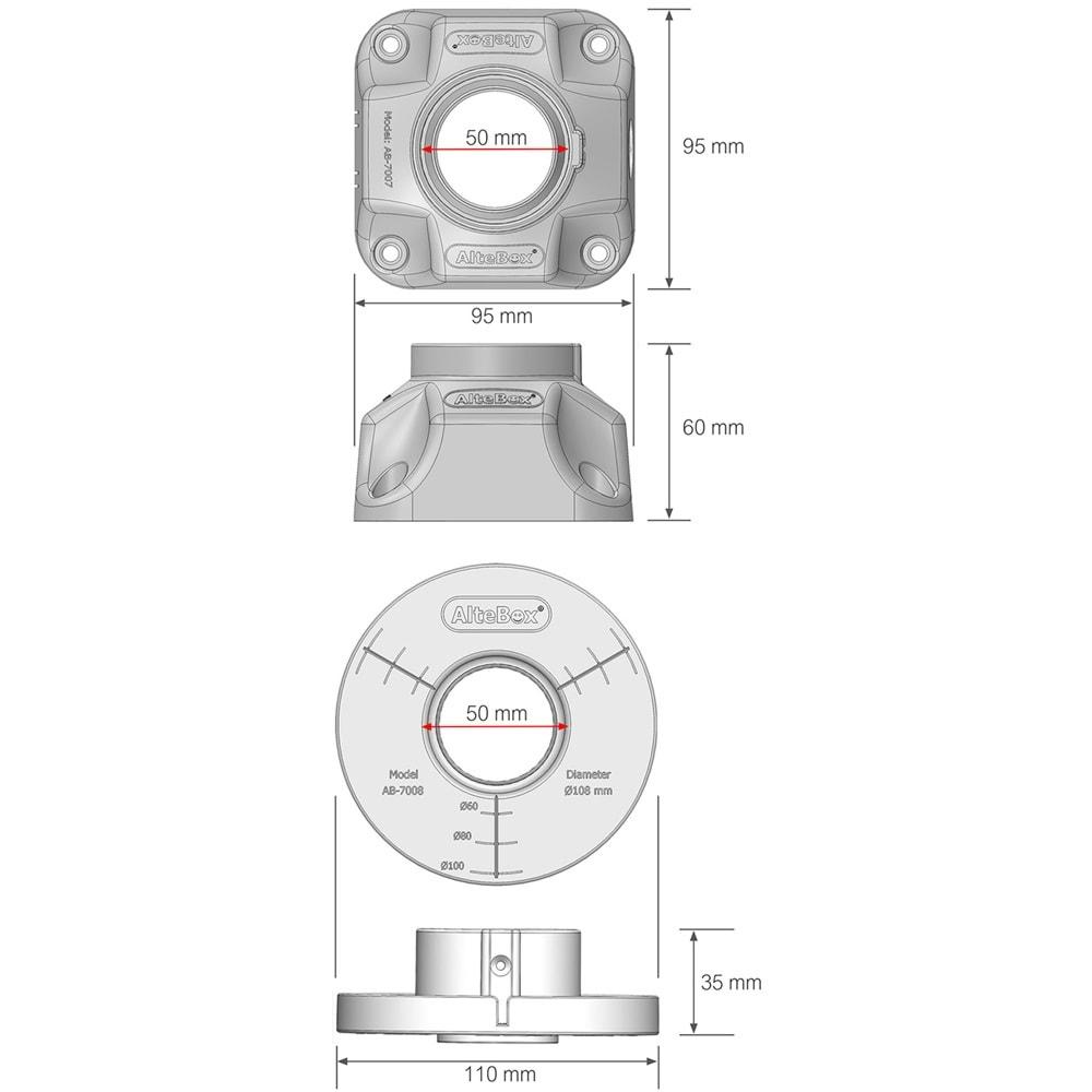 Altebox Acrobat 25cm, uPVC, Uzatma, Açık Gri