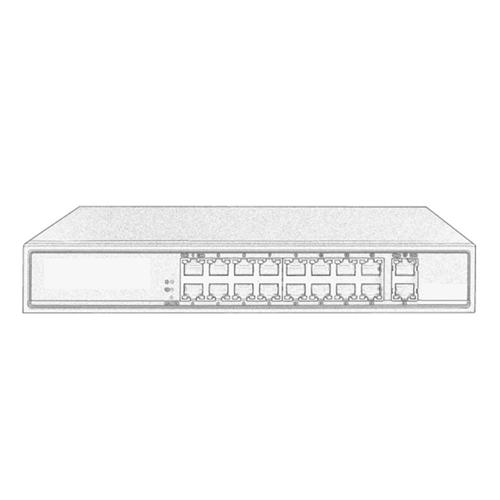 16Kanal PoE (100mb)+2 Kanal Uplink (1Gb) Network Switch