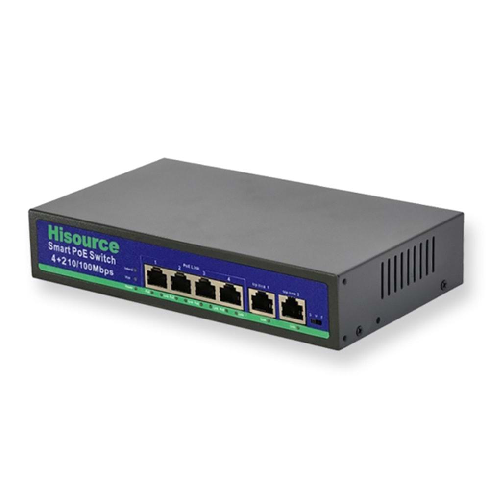 Switch PoE, HiSource, 4+2 port