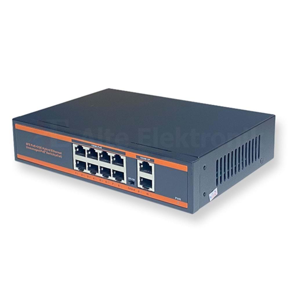 Switch PoE, 8port (100) + 2port gigabit, 150W